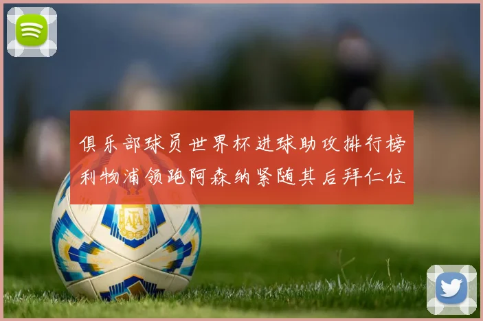 俱乐部球员世界杯进球助攻排行榜利物浦领跑阿森纳紧随其后拜仁位列第三